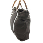 Gucci Bamboo Handle Handbag Nylon Leather Brown — view 4