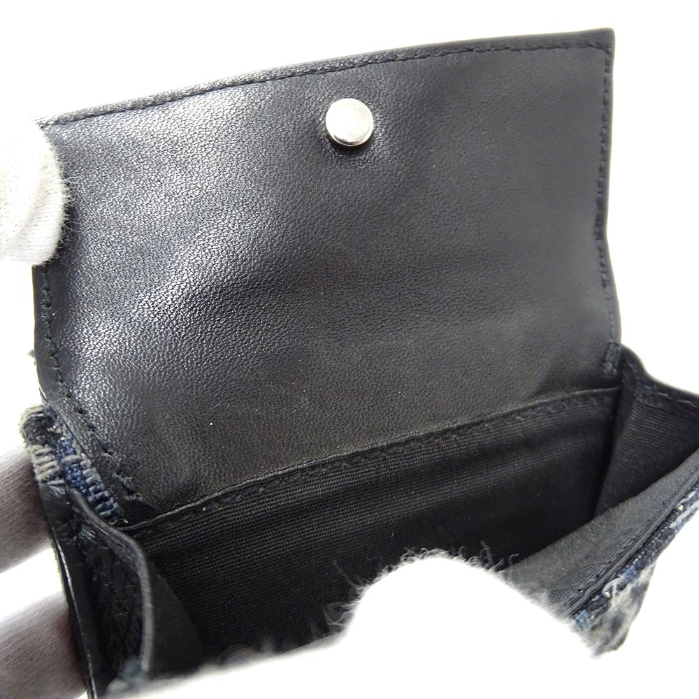 Dior Wallet Trifold Blue Jacquard Navy Mini — view 8