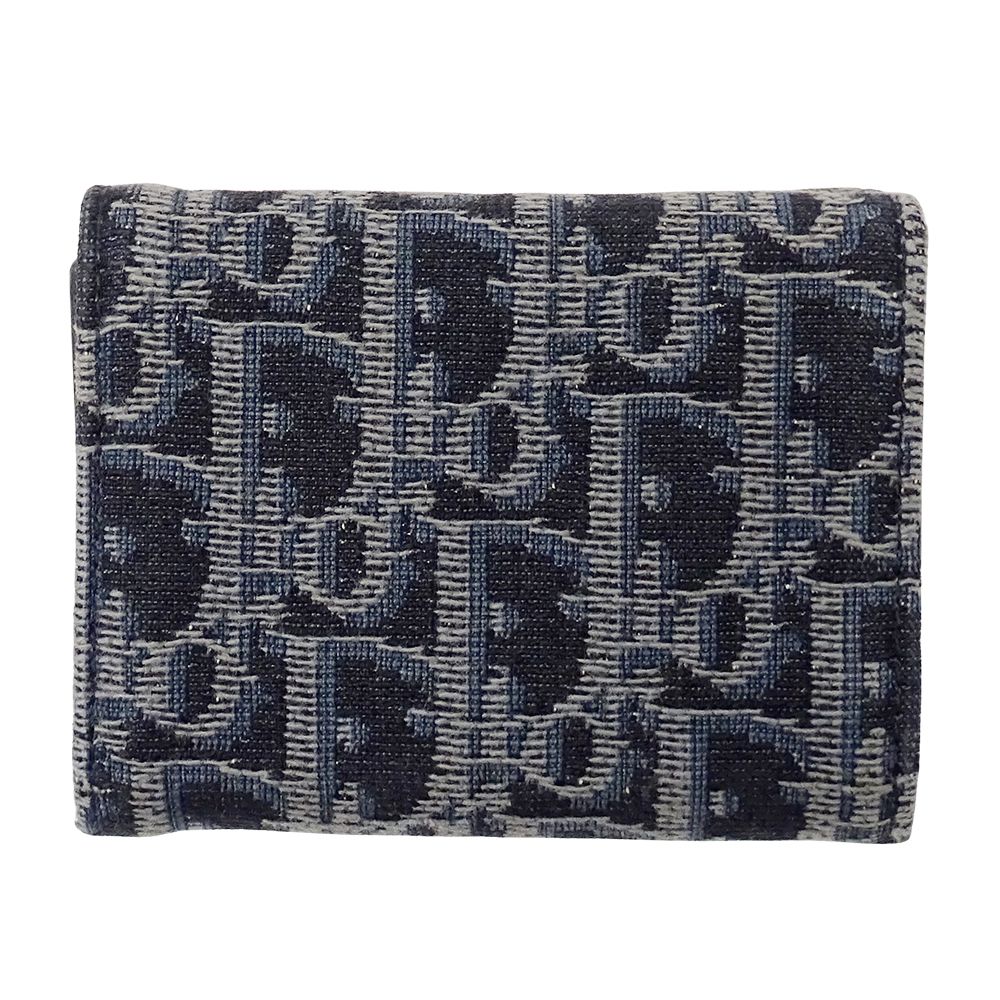 Dior Wallet Trifold Blue Jacquard Navy Mini — view 2