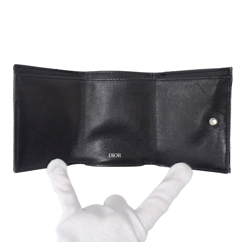 Dior Wallet Trifold Blue Jacquard Navy Mini — view 4