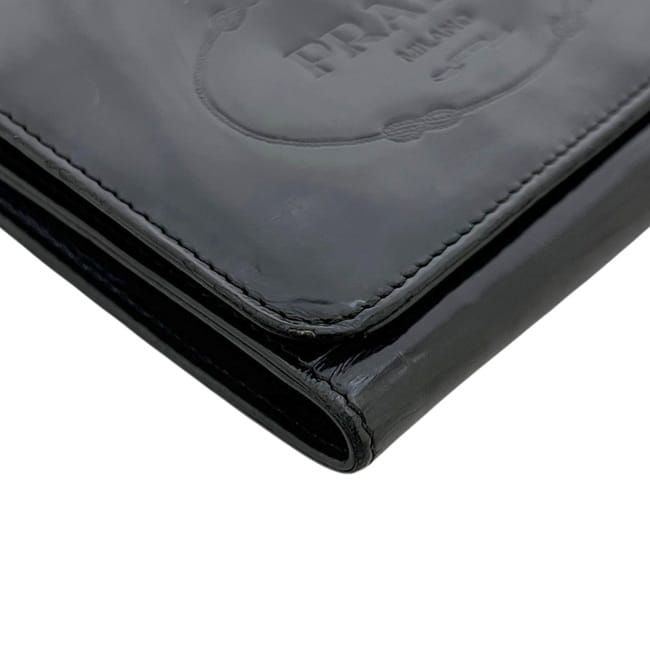 Prada Trifold Wallet Black Nero Compact Patent Leather — view 8