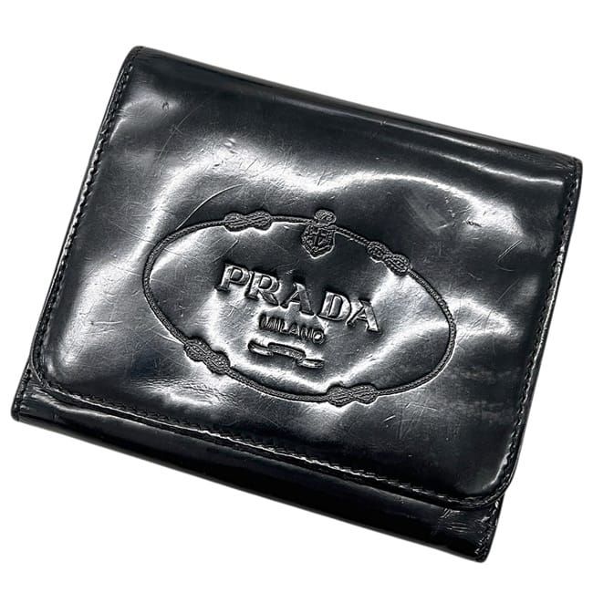 Prada Trifold Wallet Black Nero Compact Patent Leather — view 9