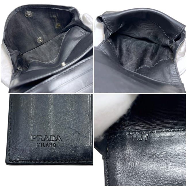 Prada Trifold Wallet Black Nero Compact Patent Leather — view 3