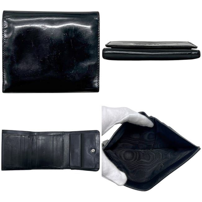 Prada Trifold Wallet Black Nero Compact Patent Leather — view 2