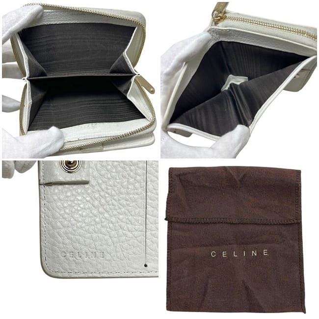 Celine Bifold Wallet White Triomphe Leather — view 3