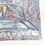 Hermes Carre 90 City of Light Scarf Silk Ardoise White Rouge — view 6