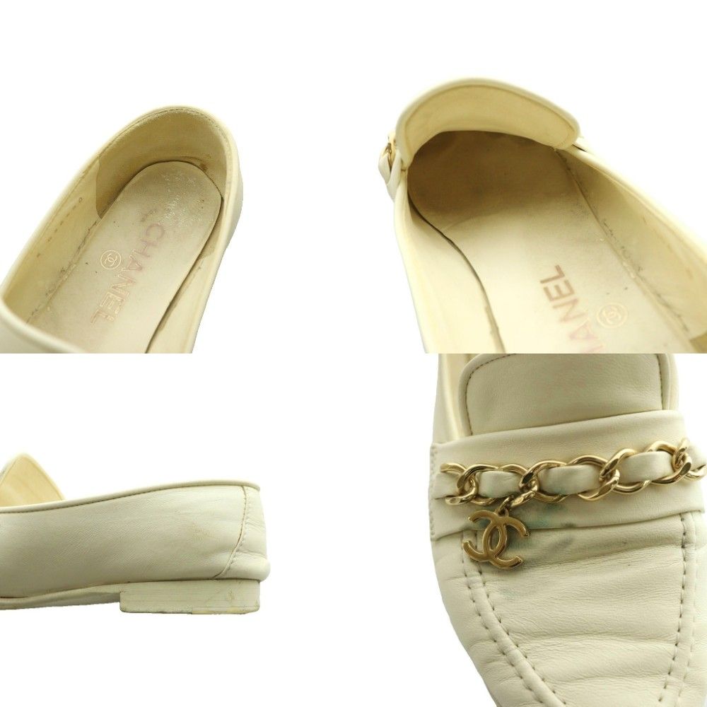 Chanel CC Logo Chain Loafer Leather 35.5 Ivory SS — view 9