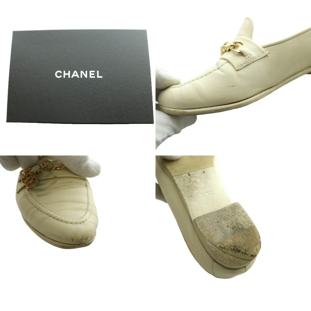 Chanel CC Logo Chain Loafer Leather 35.5 Ivory SS — view 8