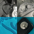 Chanel Shoulder Bag Logo CC Camellia Leather Canvas Blue Shape — view 9