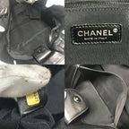 Chanel Shoulder Bag Logo CC Camellia Leather Canvas Blue Shape — view 8
