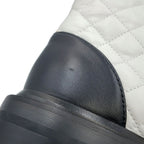 Chanel Short Boots Quilted CC Logo Leather 36 1 2C White Black — view 6