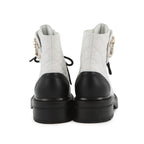 Chanel Short Boots Quilted CC Logo Leather 36 1 2C White Black — view 3