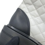 Chanel Short Boots Quilted CC Logo Leather 36 1 2C White Black — view 5