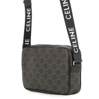 Celine Shoulder Bag Triomphe Horizontal Leather Black Brown — view 2