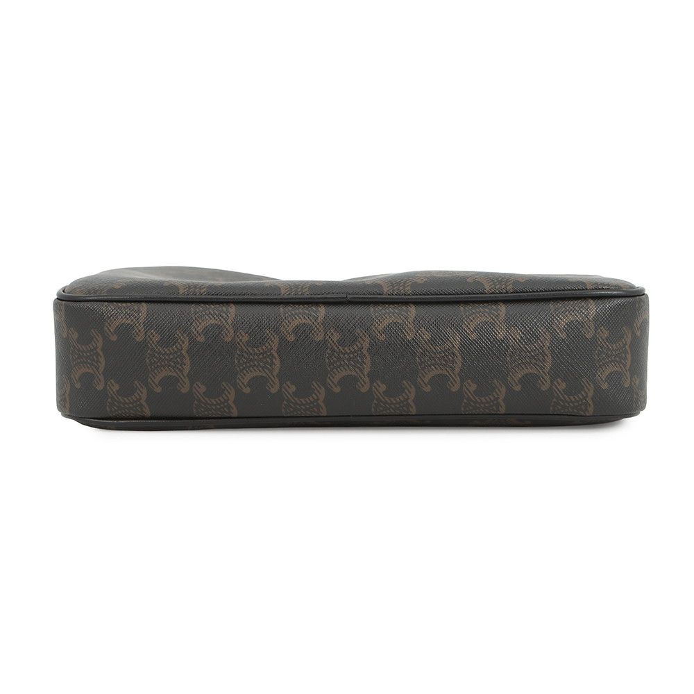 Celine Shoulder Bag Triomphe Horizontal Leather Black Brown — view 3