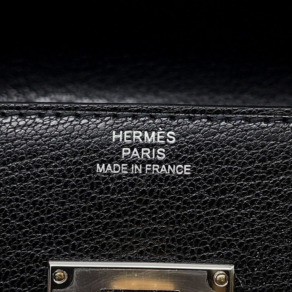 Hermes Wallet Kelly Pocket Long Black Electrum Chevre Sham Kira — view 9
