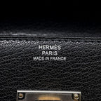 Hermes Wallet Kelly Pocket Long Black Electrum Chevre Sham Kira — view 9