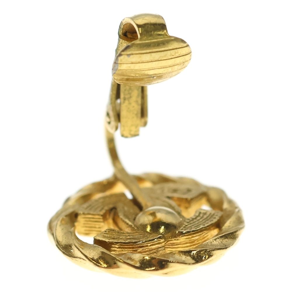 Chanel CC Logo Earrings Rhinestone Gold Plated — view 5