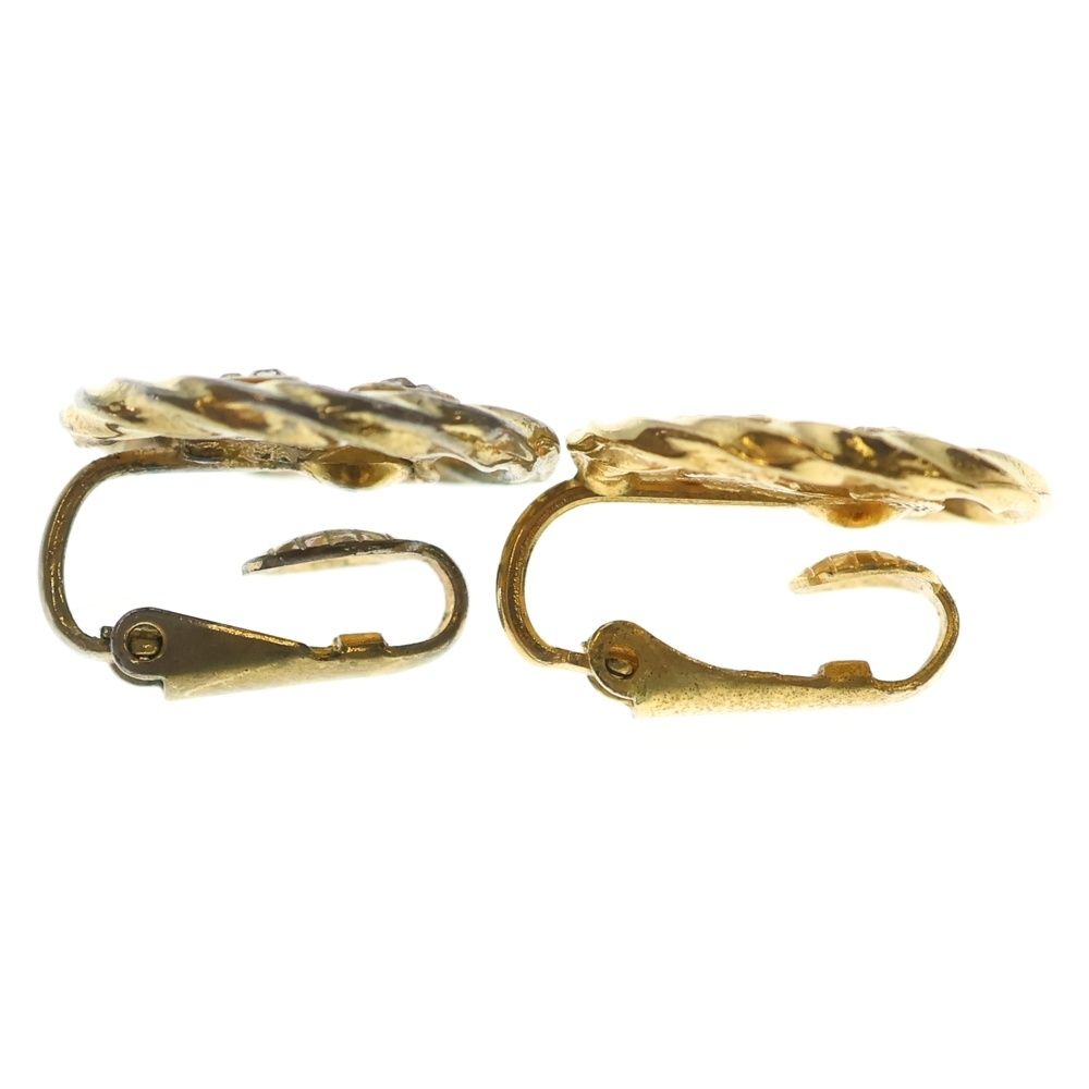 Chanel CC Logo Earrings Rhinestone Gold Plated — view 3