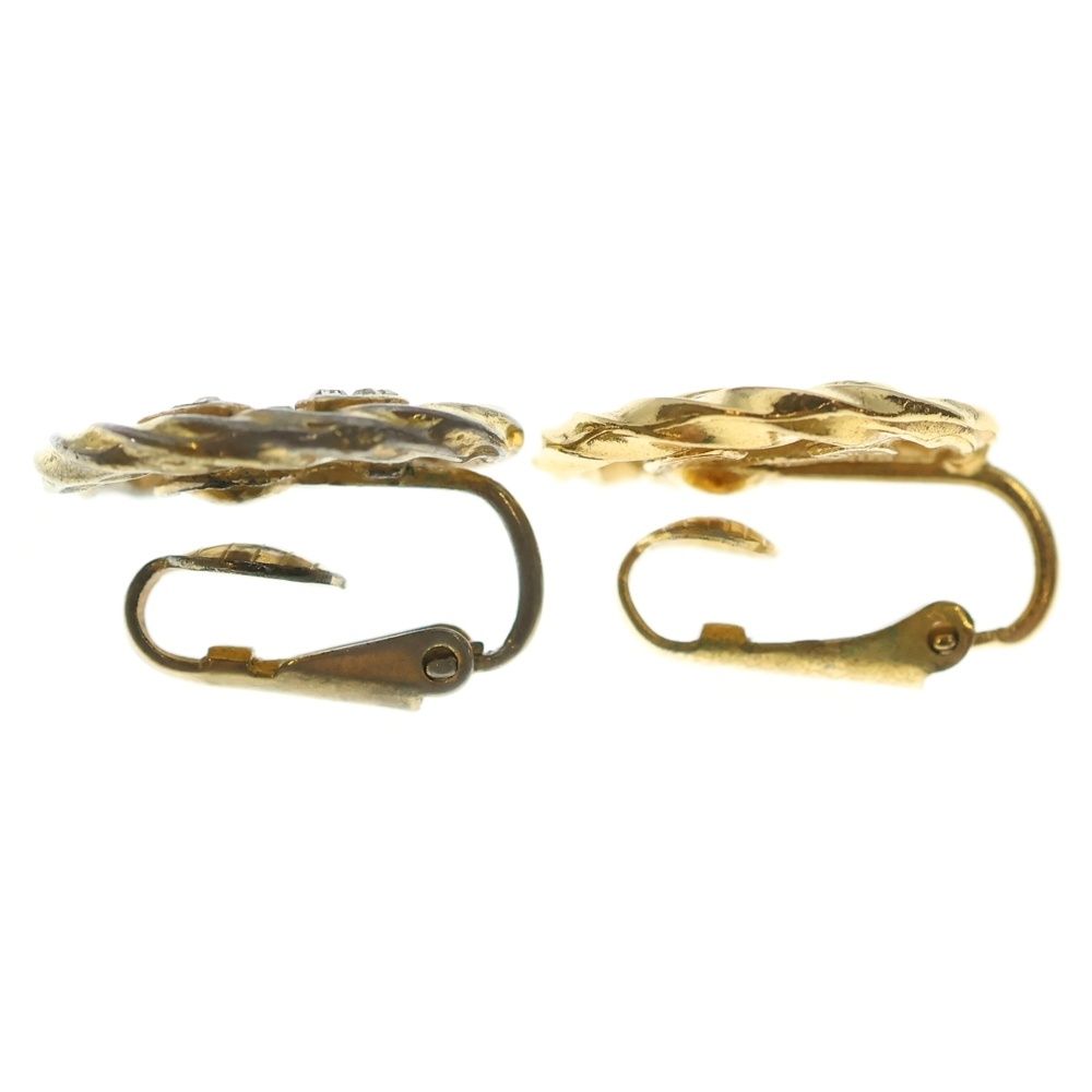 Chanel CC Logo Earrings Rhinestone Gold Plated — view 4