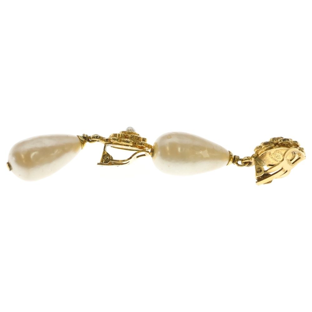 Chanel Camellia Pearl Earrings Gold Plated — view 3
