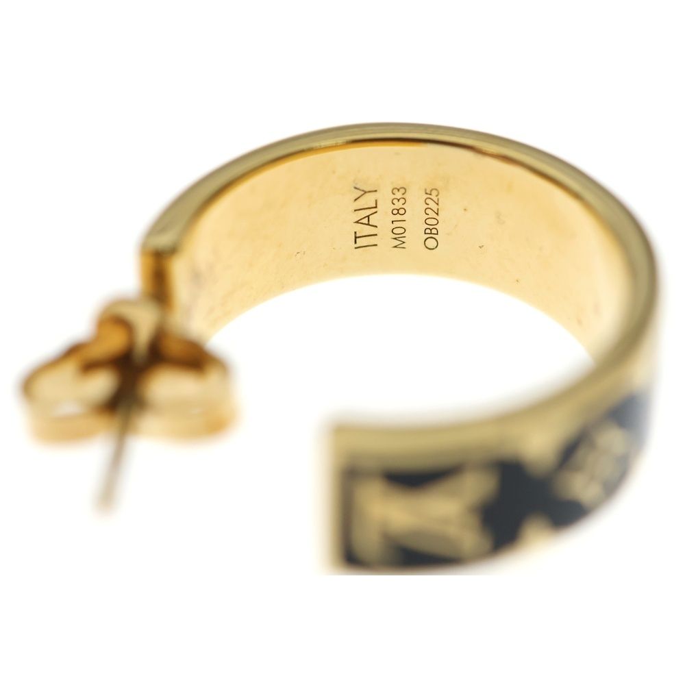 Louis Vuitton Nanogram Hoop Earrings Gold Black — view 5