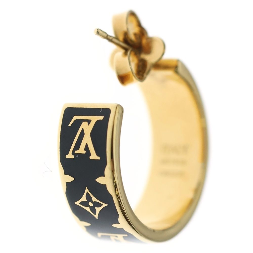 Louis Vuitton Nanogram Hoop Earrings Gold Black — view 2