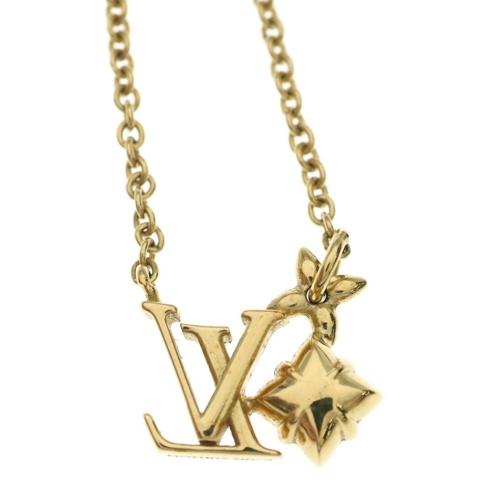 Louis Vuitton Collier Lou Glam LV Logo Necklace Gold — view 5