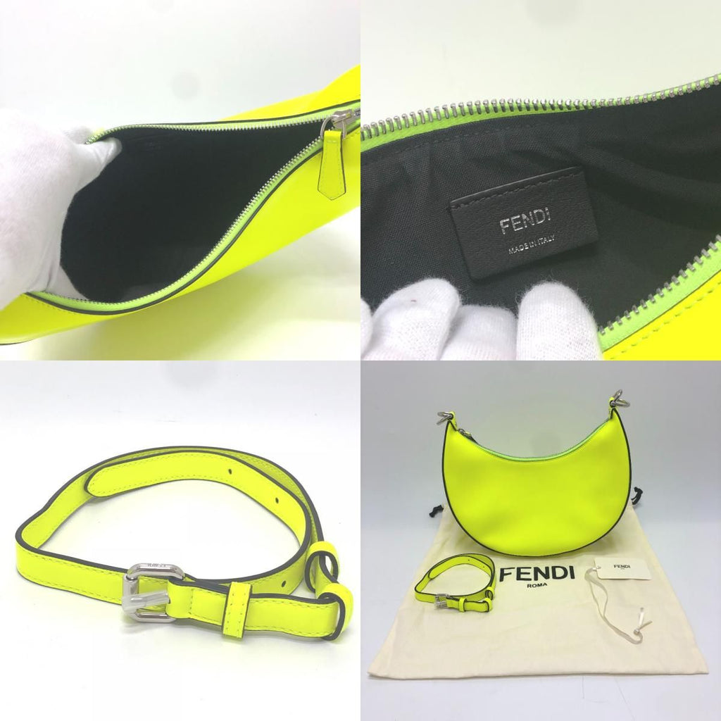 Fendi Shoulder Bag Graffiti Leather Yellow — view 9