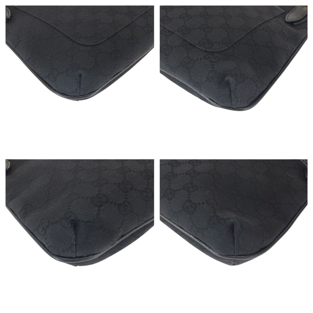 Gucci Black Gold GG Canvas Leather Shoulder Bag Pochette — view 3