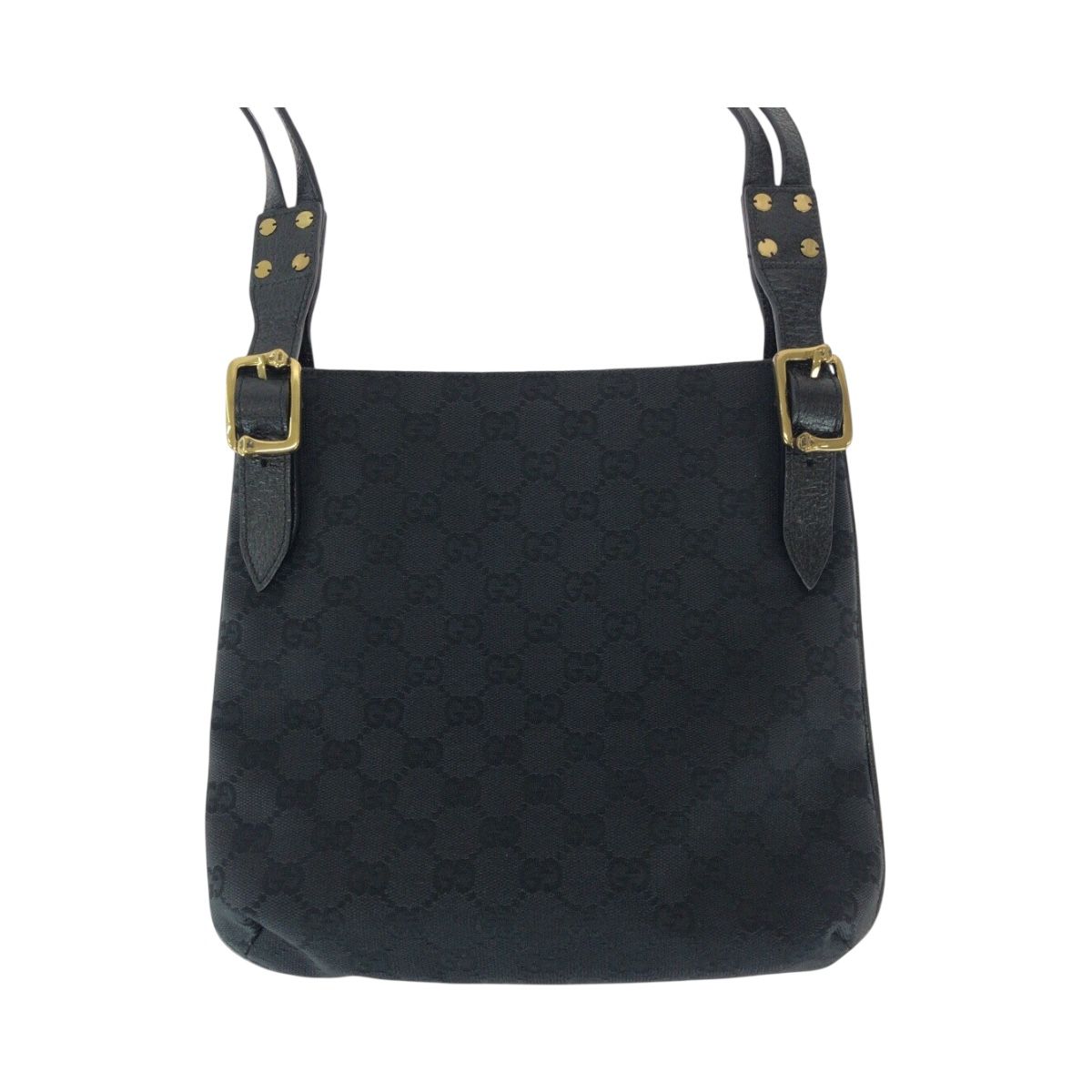 Gucci Black Gold GG Canvas Leather Shoulder Bag Pochette — view 2