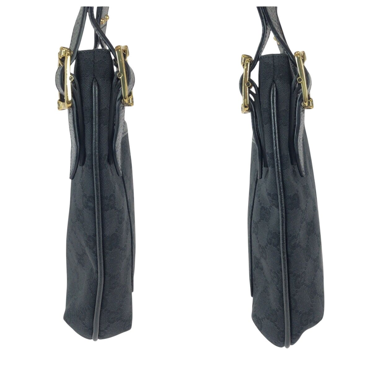 Gucci Black Gold GG Canvas Leather Shoulder Bag Pochette — view 8