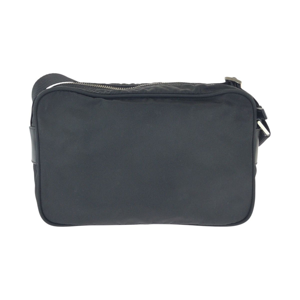 Prada Tessuto Black Silver Nylon Leather Shoulder Bag — view 2