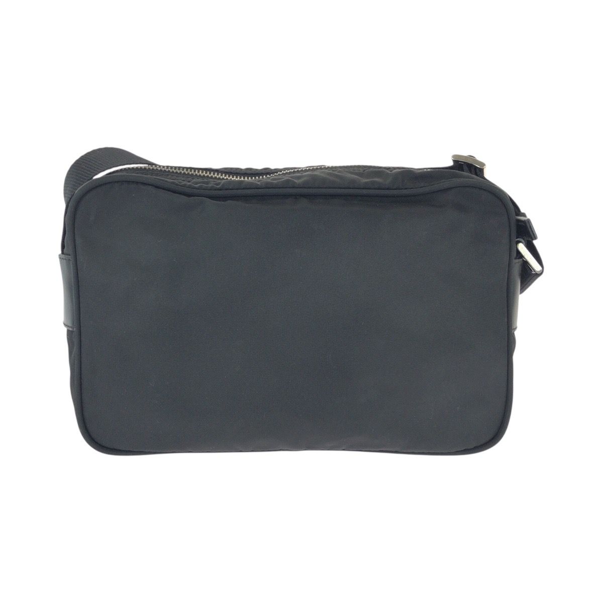 Prada Tessuto Black Silver Nylon Leather Shoulder Bag — view 2