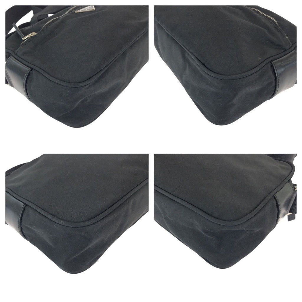 Prada Tessuto Black Silver Nylon Leather Shoulder Bag — view 3