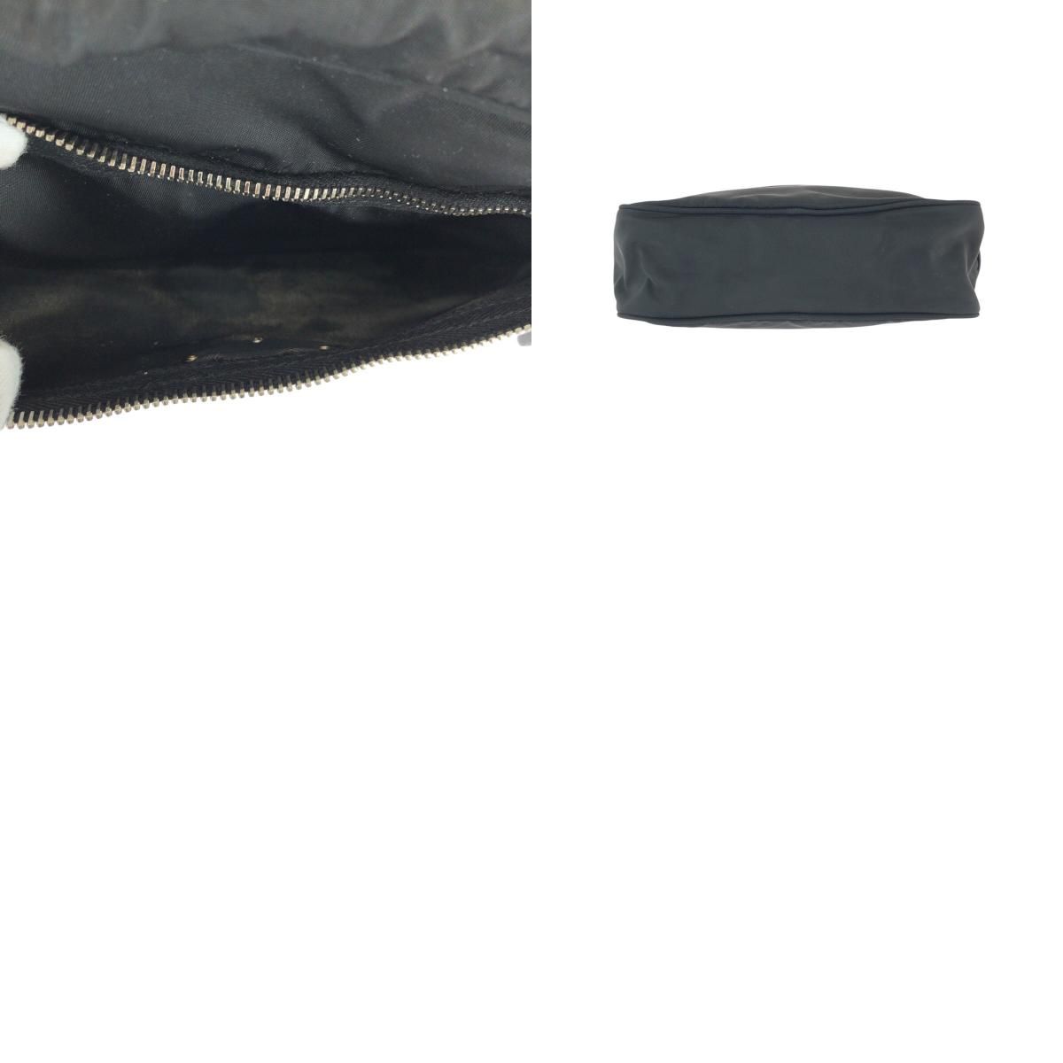 Prada Tessuto Black Silver Nylon Leather Shoulder Bag — view 9