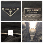 Prada Tessuto Black Silver Nylon Leather Shoulder Bag — view 4