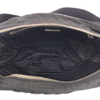 Prada Tessuto Black Silver Nylon Leather Shoulder Bag — view 8