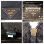 Prada Black Gold Nylon Leather Handbag — view 4