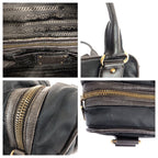 Prada Black Gold Nylon Leather Handbag — view 6