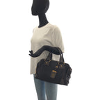 Prada Black Gold Nylon Leather Handbag — view 7