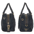 Prada Black Gold Nylon Leather Handbag — view 8