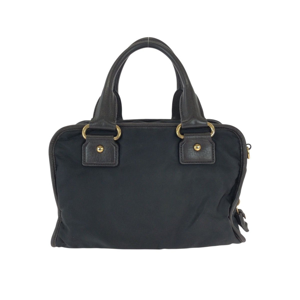 Prada Black Gold Nylon Leather Handbag — view 2