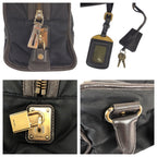 Prada Black Gold Nylon Leather Handbag — view 5