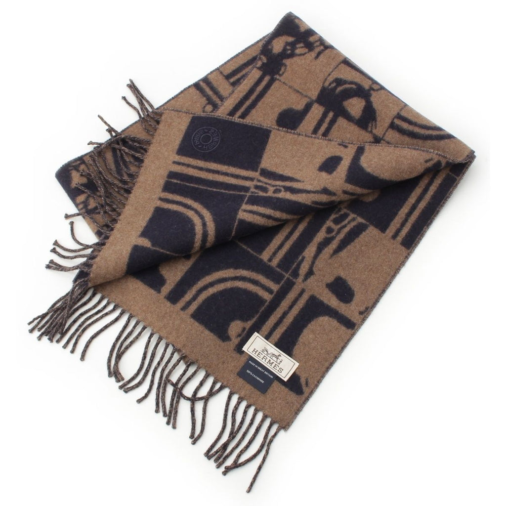 Hermes Cashmere Brides de Gala Order Scarf Brown Black — view 2