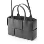 Bottega Veneta Leather Maxi Intrecciato Mini Arco 2-Way Handbag Black — view 3