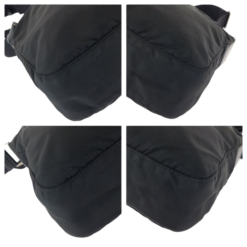 Prada Tessuto Black Silver Nylon Shoulder Bag — view 3