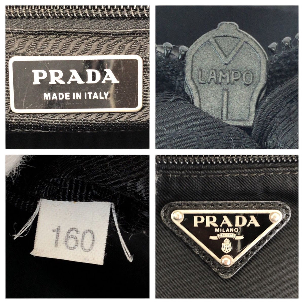 Prada Tessuto Black Silver Nylon Shoulder Bag — view 4