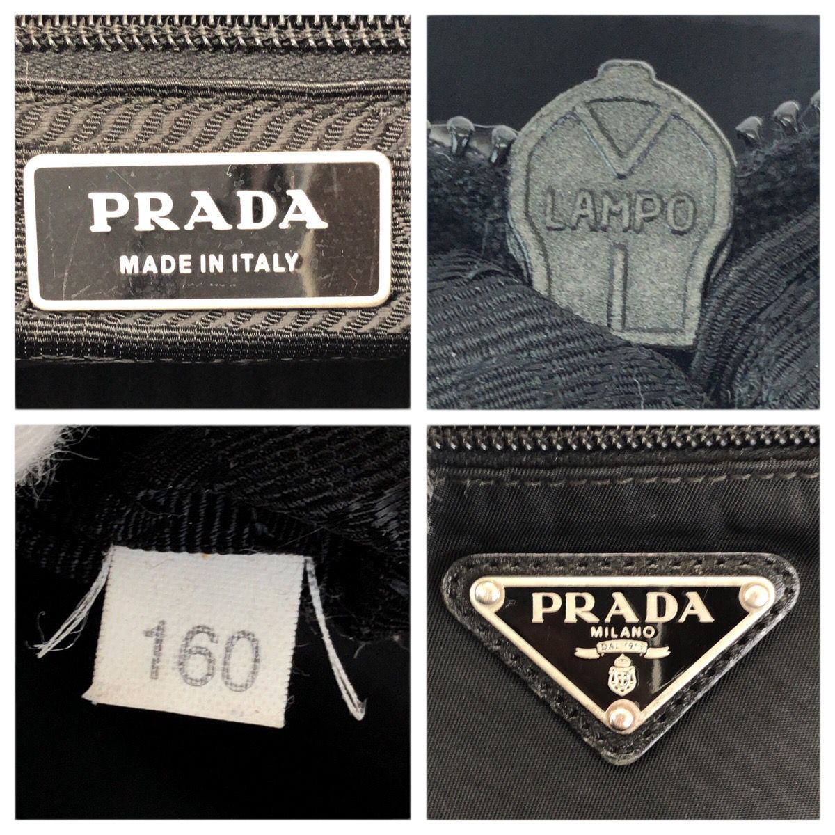 Prada Tessuto Black Silver Nylon Shoulder Bag — view 4