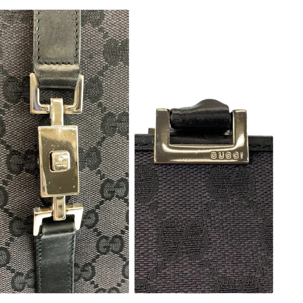 Gucci Jackie Black Silver GG Canvas Leather 002 Tote — view 4